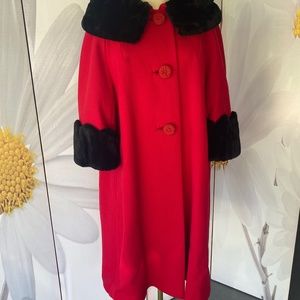 Vintage 1960’s red coat with faux fur